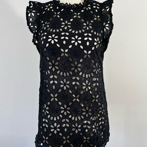 J. Crew Black Floral Lace Blouse